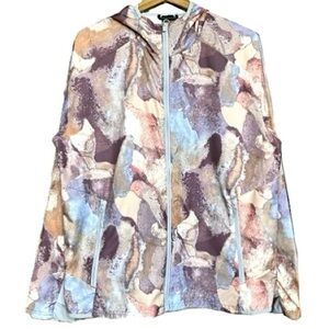 All in Motion Stone Rock Allover Print Packable Hooded Zip Front Windbreaker